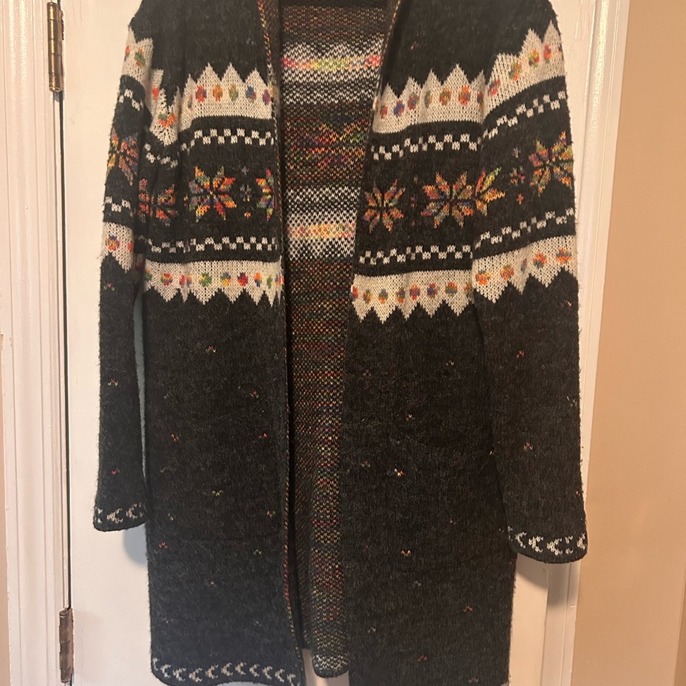 Debut Black Knit Sweater with Multicolor Accents